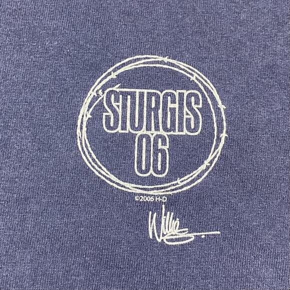 Harley-Davidson Sturgis 2006 Willie G Barbed Wire Tee XL Navy Made in USA - Picture 5 of 9